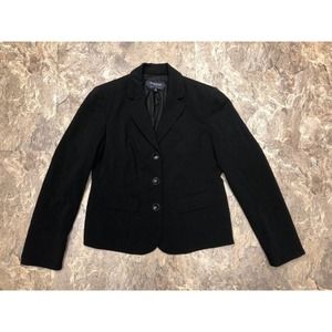 Black Blazer Evan Picone Sz 6P Long Sleeve Essential Button Front Suit Coat